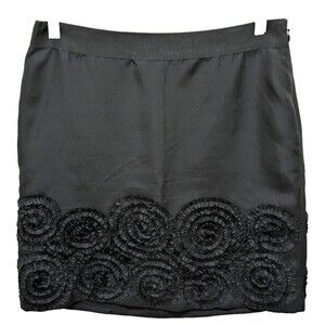 Banana Republic Silk Skirt  2  100% Silk Black Circular Boho  Minimalist